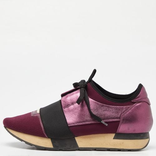 Balenciaga Burgundy Leather, Neoprene and Fabric Race Runner Sneakers Size 39 - Balenciaga - Modalova