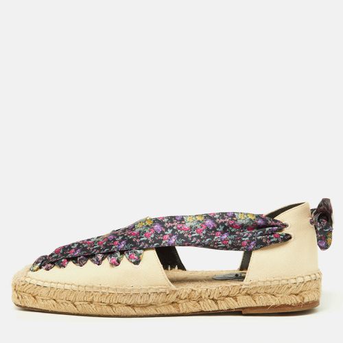 Balenciaga Multicolor Canvas and Floral Print Lace Up Espadrille Flat Sandals Size 36 - Balenciaga - Modalova