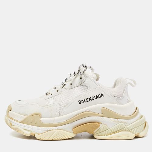 Balenciaga White Mesh and Faux Leather Triple S Lace Up Sneakers Size 37 - Balenciaga - Modalova