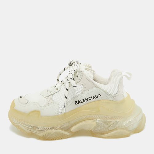 Balenciaga White Mesh and Leather Triple S Clear Sole Sneakers Size 34 - Balenciaga - Modalova