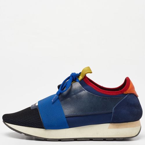 Balenciaga Navy Blue Leather,Suede,Neoprene and Mesh Race Runner Sneakers Size 38 - Balenciaga - Modalova