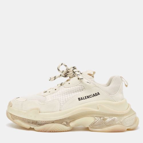 Balenciaga White/Grey Nubuck Leather and Mesh Triple S Clear Sneakers Size 40 - Balenciaga - Modalova