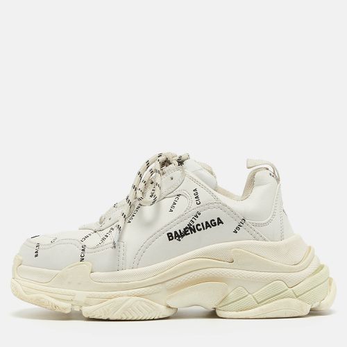 Balenciaga White Logo Print Leather Triple S Sneakers Size 36 - Balenciaga - Modalova