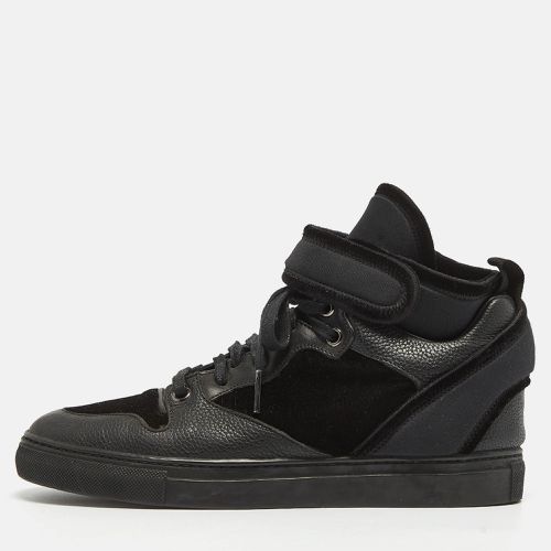 Balenciaga Black Velvet and Leather Velcro Strap High Top Sneakers Size 36 - Balenciaga - Modalova