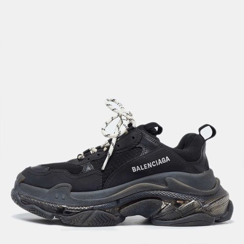 Balenciaga Black Faux Leather and Mesh Triple Low Top Sneakers Size 38 - Balenciaga - Modalova