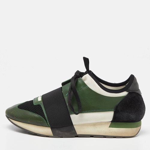 Balenciaga Green/Black Leather and Mesh Race Runner Sneakers Size 38 - Balenciaga - Modalova