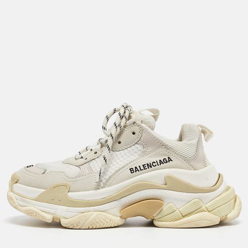 Balenciaga White/Grey Mesh and Leather Triple S Sneakers Size 35 - Balenciaga - Modalova