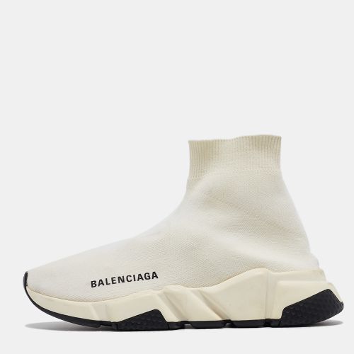 Balenciaga Off White Knit Fabric Speed Trainer Sneakers Size 35 - Balenciaga - Modalova