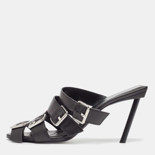 Balenciaga Black Leather Buckle Strappy Slide Sandals Size 39 - Balenciaga - Modalova