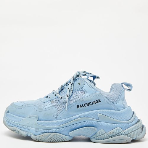 Balenciaga Blue Mesh and Faux Leather Triple S Low Top Sneakers Size 40 - Balenciaga - Modalova