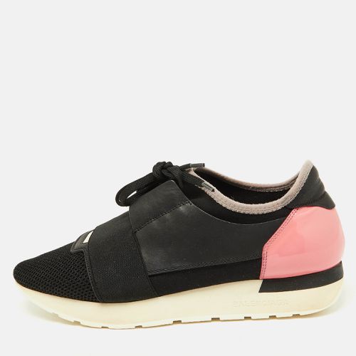 Balenciaga Black/Pink Patent and Mesh Race Runner Sneakers Size 39 - Balenciaga - Modalova