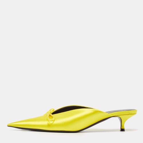 Balenciaga Yellow Satin Knife Bow Pointed Toe Mules Size 36.5 - Balenciaga - Modalova