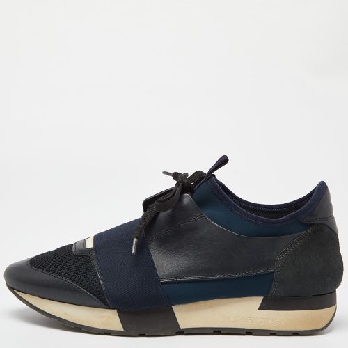 Balenciaga Blue Leather And Stretch Fabric Race Runner Low Top Sneakers Size 39 - Balenciaga - Modalova