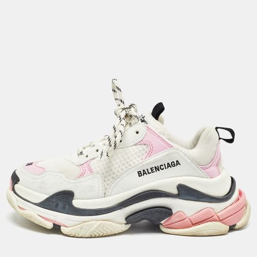 Balenciaga White/Pink Mesh and Faux Leather Triple S Sneakers Size 38 - Balenciaga - Modalova