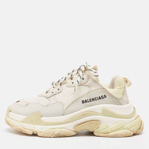 Balenciaga White Leather and Mesh Triple S Low Top Sneakers Size 38 - Balenciaga - Modalova