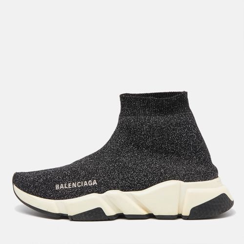 Balenciaga Black Glitter Knit Fabric Speed Trainer High Top Sneakers Size 37 - Balenciaga - Modalova