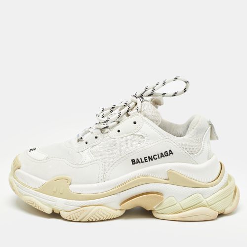 Balenciaga White Faux Leather and Mesh Triple S Sneakers Size 36 - Balenciaga - Modalova