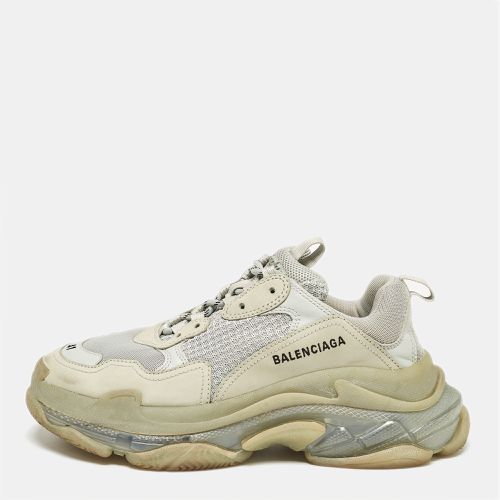 Balenciaga Grey Leather and Mesh Triple S Sneakers Size 41 - Balenciaga - Modalova