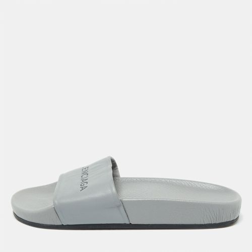 Balenciaga Grey Leather Flat Slides Size 35 - Balenciaga - Modalova