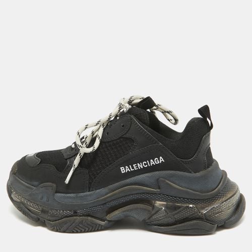 Balenciaga Black Faux Leather and Mesh Triple S Clear Sole Sneakers Size 37 - Balenciaga - Modalova