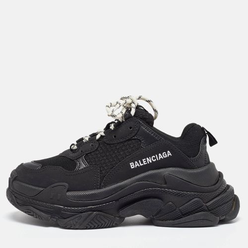 Balenciaga Black Faux Leather and Mesh Triple Low Top Sneakers Size 36 - Balenciaga - Modalova