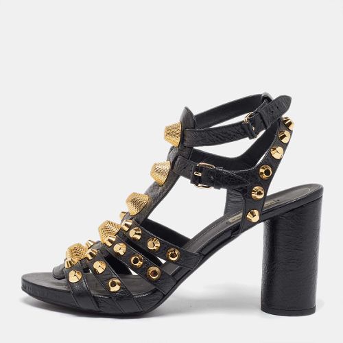 Balenciaga Black Leather Studded Ankle Strap Sandals Size 41 - Balenciaga - Modalova