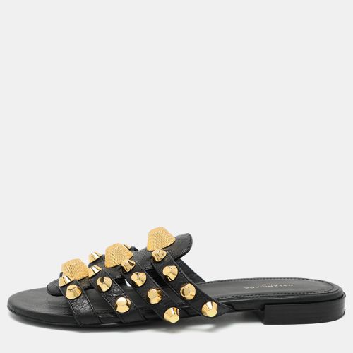 Balenciaga Black Leather Arena Flat Slides Size 35 - Balenciaga - Modalova