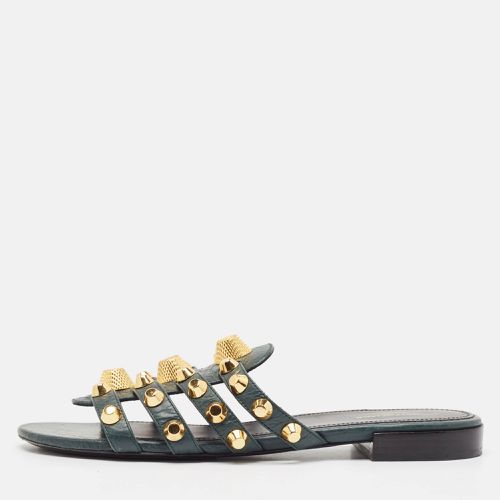 Balenciaga Green Leather Arena Flat Sandals Size 37.5 - Balenciaga - Modalova