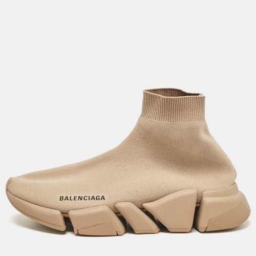 Balenciaga Beige Knit Fabric Speed Trainer High Top Sneakers Size 39 - Balenciaga - Modalova