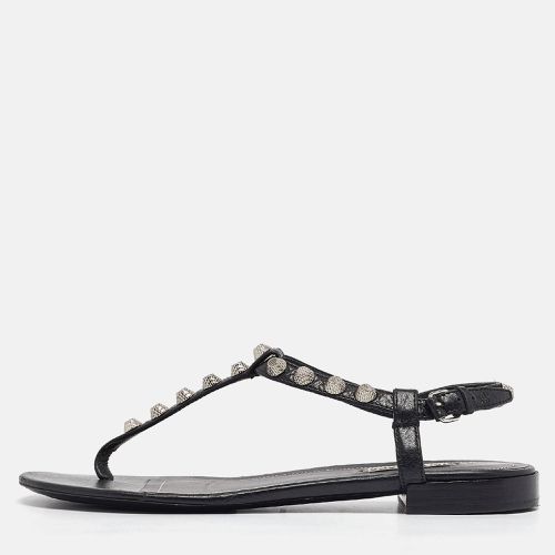 Balenciaga Black Leather Arena Flat Sandals Size 38 - Balenciaga - Modalova