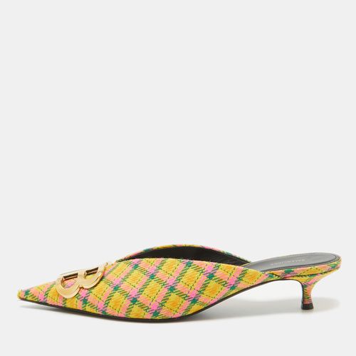 Balenciaga Tricolor Plaid Canvas BB Knife Mules Size 40 - Balenciaga - Modalova