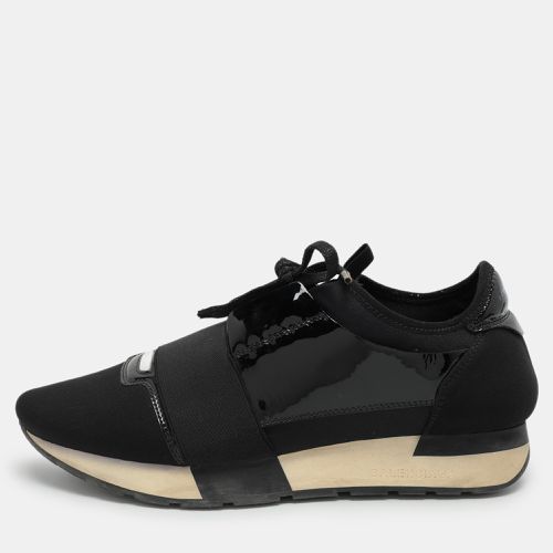 Balenciaga Black Patent Leather and Fabric Race Runner Low Top Sneakers Size 39 - Balenciaga - Modalova