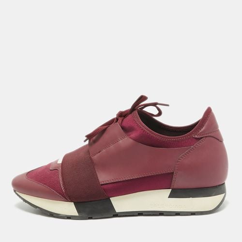 Balenciaga Burgundy Fabric and Leather Race Runner Lace Up Sneakers Size 39 - Balenciaga - Modalova