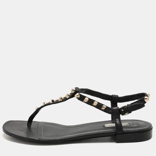 Balenciaga Black Leather Arena Flat Sandals Size 39 - Balenciaga - Modalova