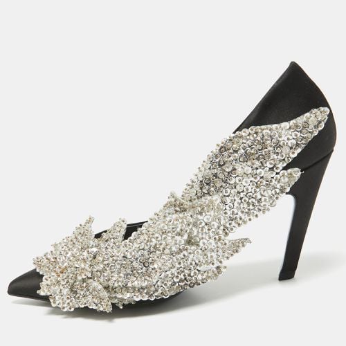 Balenciaga Black Satin Sequins Embellished Talon Slash Pumps Size 38 - Balenciaga - Modalova