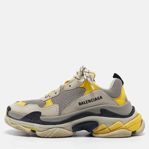 Balenciaga Grey/Yellow Fabric and Faux Leather Triple S Lace Up Sneakers Size 39 - Balenciaga - Modalova