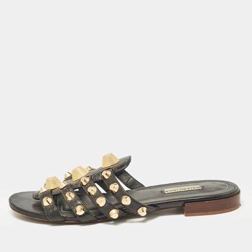 Leather Studded Arena Flat Slides Size 39 - Balenciaga - Modalova