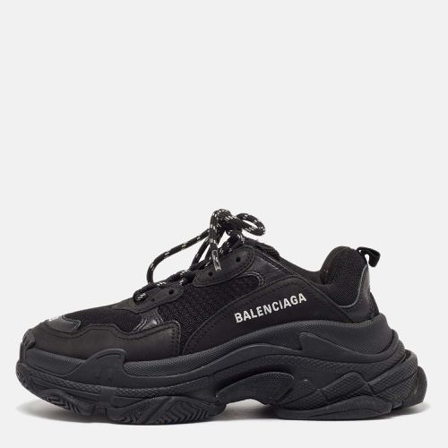 Balenciaga Black Leather and Mesh Triple S Sneakers Size 38 - Balenciaga - Modalova