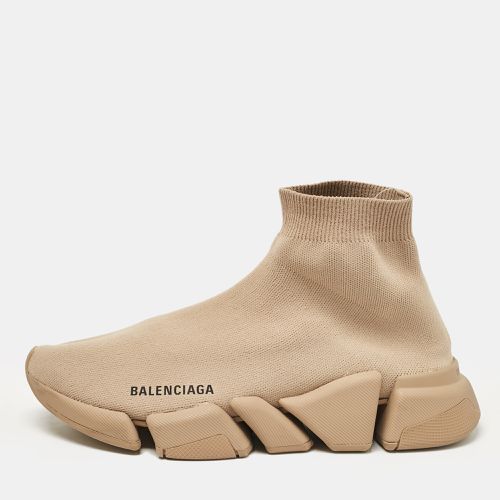 Balenciaga Beige Knit Fabric Speed Trainer Slip On Sneakers Size 39 - Balenciaga - Modalova