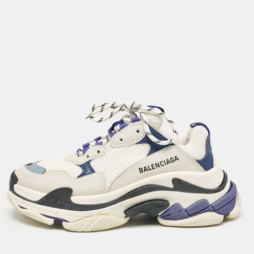 Balenciaga White/Blue Mesh and Leather Triple S Sneakers Size 39 - Balenciaga - Modalova