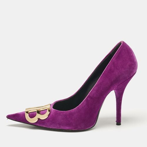 Balenciaga Purple Velvet BB Knife Pointed Toe Pumps Size 36.5 - Balenciaga - Modalova