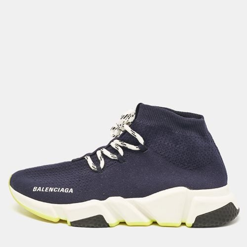 Balenciaga Blue Fabric Speed Trainer High Top Sneakers Size 39 - Balenciaga - Modalova