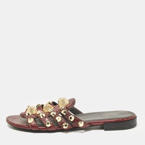 Embossed Python Arena Flat Slides Size 37 - Balenciaga - Modalova