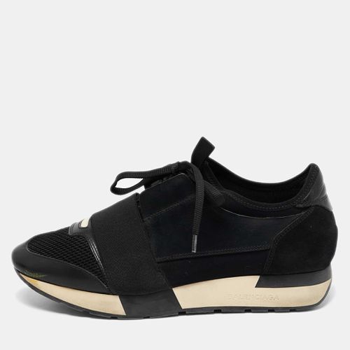 Balenciaga Black Leather and Neoprene Race Runner Low Top Sneakers Size 38 - Balenciaga - Modalova