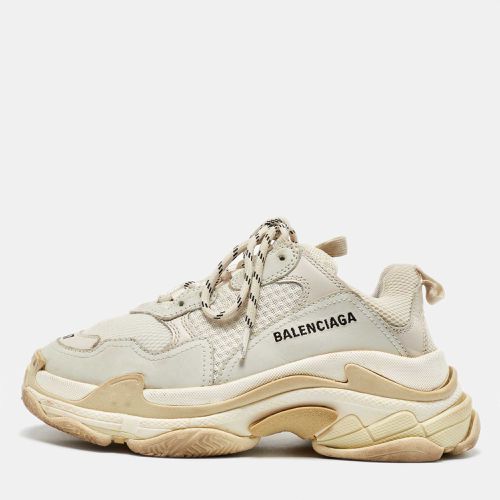 Grey Faux Leather and Mesh Triple S Sneakers Size 37 - Balenciaga - Modalova