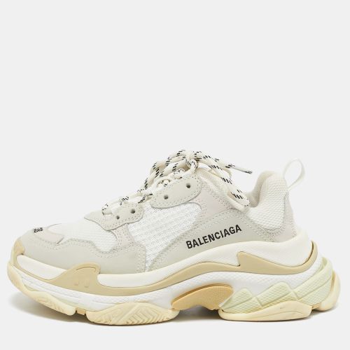 Balenciaga White Leather and Mesh Triple S Low Top Sneakers Size 38 - Balenciaga - Modalova