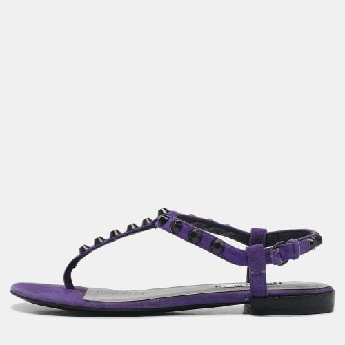 Balenciaga Purple Suede Arena Flat Sandals Size 37 - Balenciaga - Modalova