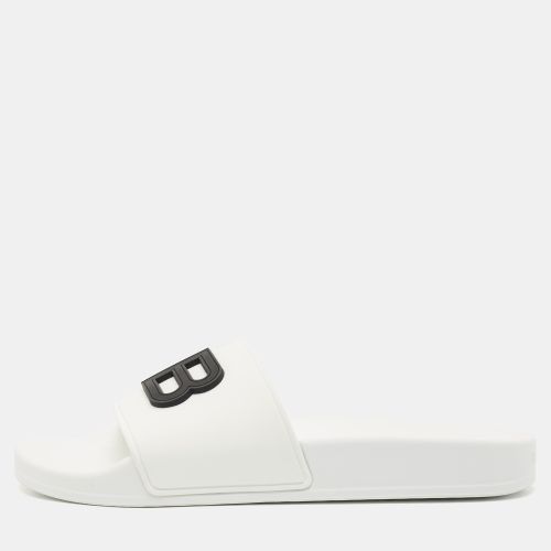 Balenciaga White Rubber BB Pool Slide Sandals Size 37 - Balenciaga - Modalova