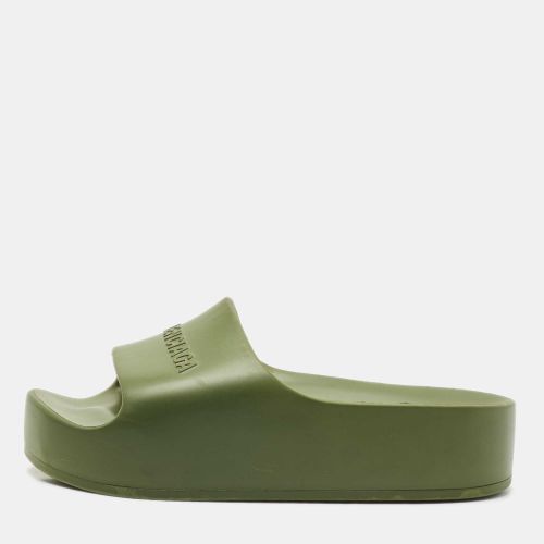 Balenciaga Dark Green Rubber Chunky Logo Pool Slides Size 38 - Balenciaga - Modalova