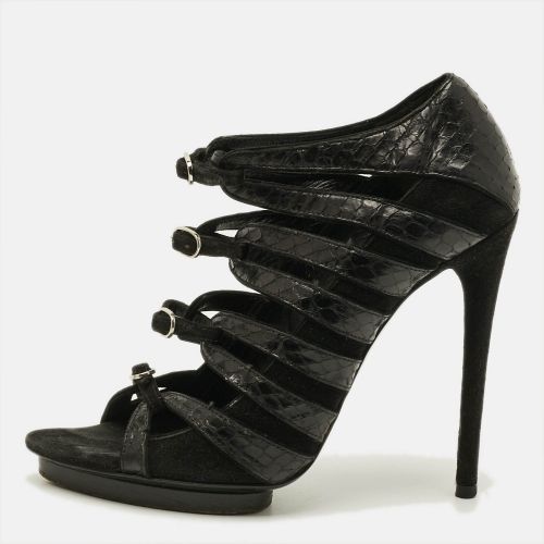 Size 37.5 Python Leather Suede Strappy Sandals - Balenciaga - Modalova